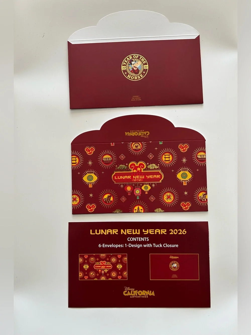 Disney Lunar New Year Red & Gold Red Envelope Pack